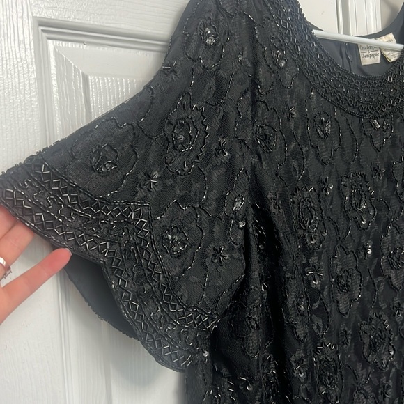 Vintage Candlelight & Champagne Womens Beaded Top Size 22WP Evening Glam Party - Picture 4 of 9